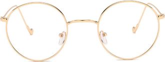 Generic Round Glasses Clear Lens Metal Frame Retro Eyeglasses Decorative Eyewear Golden