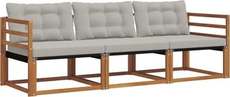 vidaXL Conjunto De Sof&aacute;s De Exterior 3 Uds. Gris Natural Y Claro Vidaxl