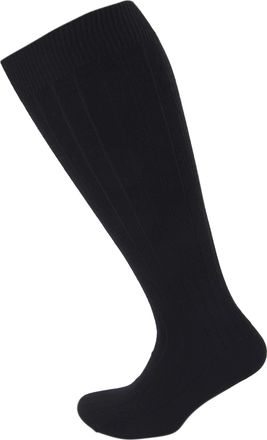 Viyella Mens Knee High Wool Ribbed Sock With Hand Linked Toe, Black, 6-11