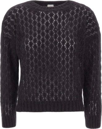 Eleventy Su&eacute;ter de mohair y seda con punto abierto - Knitwear - Mujer - Negro - M