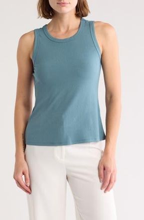 Halogen Fitted Ribbed Tank Top in Blue Tapestry at Nordstrom Rack, Size X-Small