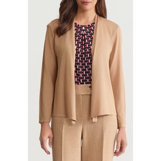 Kasper Stitch Detail Open Front Cardigan in Soft Sand at Nordstrom, Size X-Small