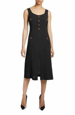 Santorelli FANNY A-Line Sleeveless Dress in Luxury Wool Crepe in Black at Nordstrom, Size 12