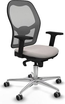 Piqueras y Crespo Piqueras Y Crespo - Jorquera Sincro Malla Gris Similpiel Blanco Brazos 2d Base Aluminio Ruedas 65mm Engomada