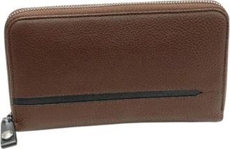 Bulgari Pre-owned Wallets, male, Brown, Size: ONE SIZE Pre-owned Octo Calf Leather Long Zip Wallet