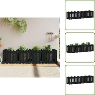 vidaXL Fioriera a recinzione - vidaXL Fioriera Giardino a Recinzione Nera 200x50x50cm Massello Pino - Fioriera nera