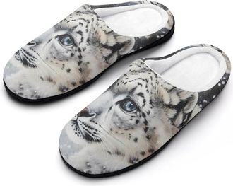 Generic Snowy Leopard Mens Slippers Memory Foam Winter Warm Sandals Slip On House Shoes Size 7-14