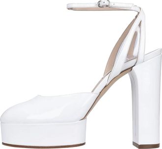 Casadei Slingback pump van lakleer - Dames - Pumps - Wit - 37 EU - Leer - Schoenen