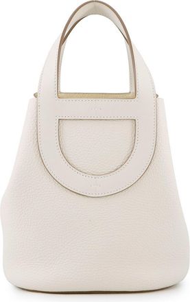 Herm&egrave;s White Taurillon Clemence Leather Tote Bag (Pre-Owned)