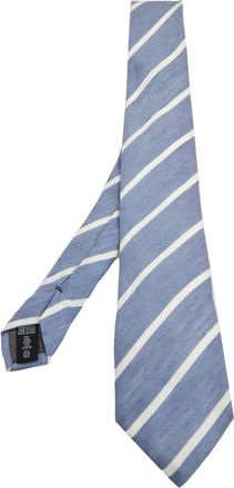 Emporio Armani Blue Striped Linen & Silk Tie