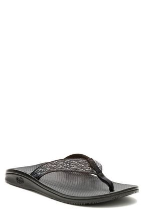Chaco Classic Leather Flip Flop in Summit Black at Nordstrom, Size 13