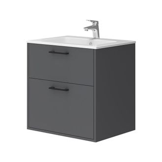 Vicco Conjunto De Muebles De Ba&ntilde;o Lanco, Antracita, 61 X 61.5 Cm Con Lavabo