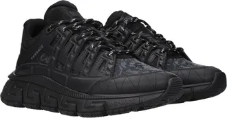Versace Greca-Patterned Knit Sneaker - Black