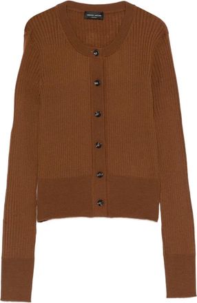 Roberto Collina ribbed-knit cardigan - women - Merino - L - Brown