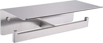 No Brand Soporte Doble Para Rollos De Papel Con Estante, Soporte Para Rollos De Papel De N&iacute;quel Cepillado (acero Inoxidable 304), Dispensador De Papel En Rollo