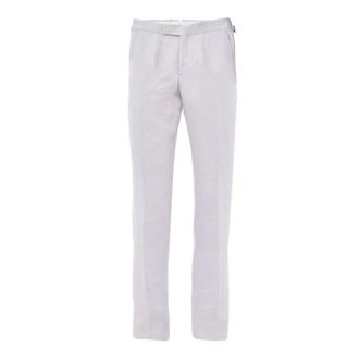 Tom Ford Chinos, male, Purple, Size: M Lilac Linen Elegant Wide Leg Pants