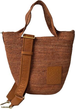 Loewe Brown Raffia Leather Shoulder Bag Tote Bag (Pre-Owned)