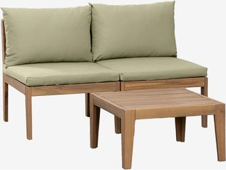 Sklum Sklum - Conjunto jardín con sofá modular de 2 piezas y mesa de centro en madera de acacia Filips