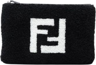 Fendi Pre-owned Shearling Clutch - Dames - Vintage Clutch - Zwart - ONE Size - Leer - Vintage