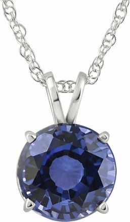 Pompeii3 3.50Ct Round Blue Sapphire Solitaire Pendant 14k Gold Necklace Lab Grown 9MM