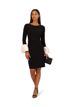 Adrianna Papell Womens Short Dress With Cuff Detail - Black - Size 12 UK
