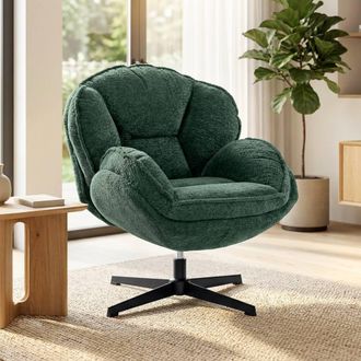 HOMCOM Accent Chair with 360&deg; Swivel for Living Room in Green | Size: Armchair