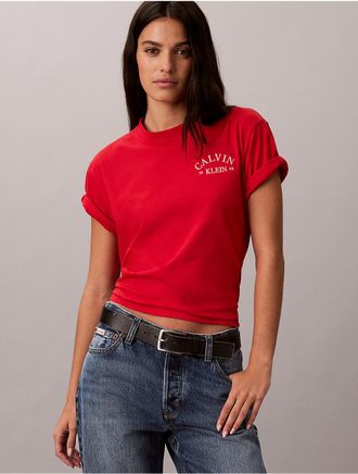 Calvin Klein Jeans Calvin Klein Womens Boxy Embroidered Logo Tee - Red - XL