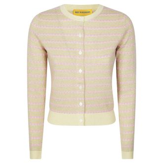 Guest In Residence Truien & Vesten, Dames, Beige, M, Kasjmier, Pebble Stripe Jane Cardigan