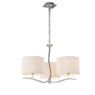 Netlighting Eve Ceiling Pendant 3 Light E27 Polished Chrome with White Round Shade in Silver