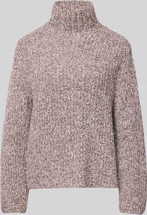 Drykorn Drykorn Strickpullover mit geripptem Stehkragen Modell VARISA in Dunkelbraun Melange, Größe XL