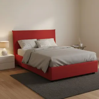 Dmora Dmora - Cama De Plaza Y Media Dbar&aacute;, Cama Contenedor Con Revestimiento De Tela, 100% Made In Italy, Apertura Frontal, Con Colch&oacute;n 120x200 Cm Incluido,