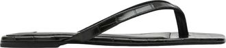 Toteme Croco-embossed Flip Flops - Dames - Slippers - Groen - 38 EU - Leer - Schoenen