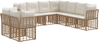 vidaXL Conjunto De Sof&aacute;s De Exterior Natural Poli&eacute;ster Vidaxl