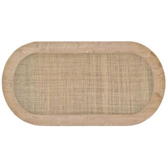 NATYAL Cabecero ovalado de madera rafia marr&oacute;n para cama 150cm tonos claros