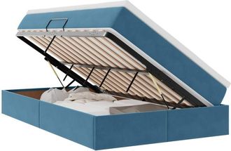 vidaXL Storage Bed with Mattress Dark Blue 120 x 200 cm Velvet vidaXL