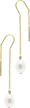 Adornia 9-10mm Freshwater Pearl Threader Earrings in White at Nordstrom Rack