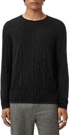 John Varvatos Brycen Broken Argyle Organic Cotton Sweater in Black at Nordstrom Rack, Size X-Large