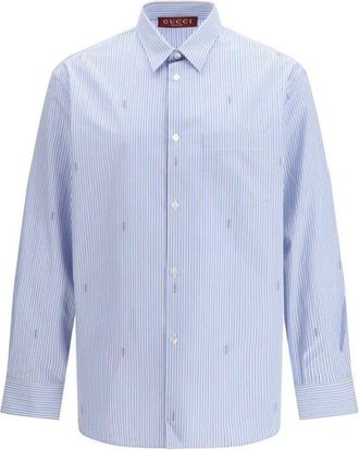 Gucci Casual Shirts, male, Blue, Size: L Cotton Pattern Shirt