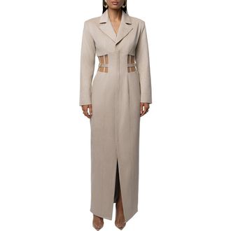 JLUXLABEL Faux Suede Maxi Coatdress in Beige at Nordstrom, Size X-Small