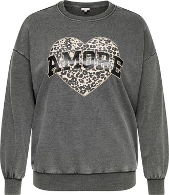 Only Carmakoma Sweatshirt ONLY CARMAKOMA CARLAUREN LIFE L/S O-NECK SWT JRS, Damen, Gr. L, phantom print:amour, Sweatware, Obermaterial: 50% Baumwolle, 50% Polyester,