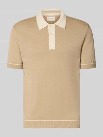 GANT Slim Fit Poloshirt mit Logo-Stitching in Beige, Gr&ouml;&szlig;e XXXL