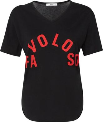 Fendi T-shirt - Dames - T-shirts - Zwart - M - Katoen - Tops