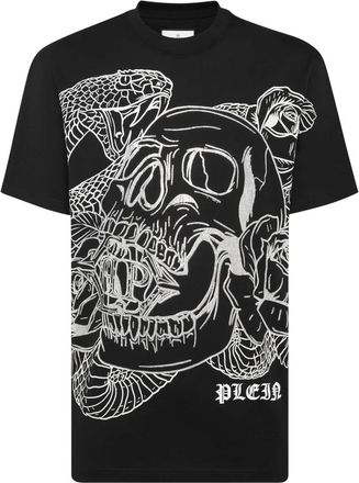 Philipp Plein T-Shirt Ronde Hals Snake - Heren - T-shirts - Zwart - 4XL - Katoen - Tops