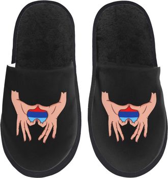 Generic Cotton Slippers Holding Love In Your Hands Flag Of The Luhansk PeopleS Republic Reusable Sliders With Mute Sole Slippers For Big Kid Adult Winter L
