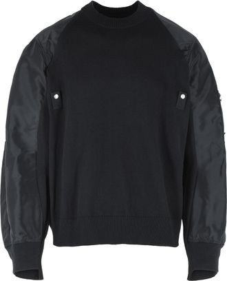 sacai Black Cotton Blend Sweater
