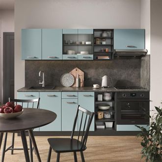 Vicco Mueble De Cocina R-line, Gris Azulado/antracita, 240 Cm Sin Encimera