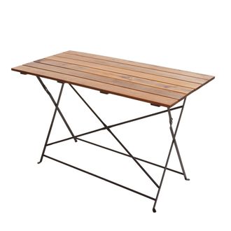 Hhg [non Utilizzato] Tavolo Pieghevole Da Esterno Hhg-438 120x60cm Acciaio Legno Di Acacia Marrone