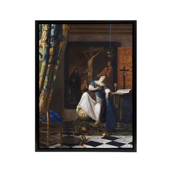 Artery8 Allegory of the Catholic Faith Vermeer Vintage Framed Canvas Wall Art | Size: W24 x H32