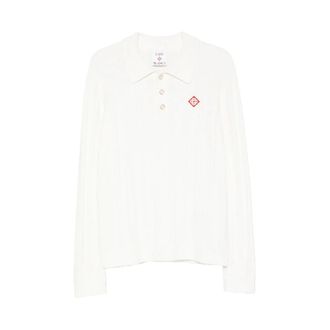 Casablanca Ribgebreide Poloshirt - Heren - Polos - Wit - L - Tops