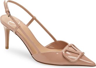 Valentino Garavani VLOGO Pointed Toe Slingback Pump in Rose at Nordstrom, Size 7.5Us